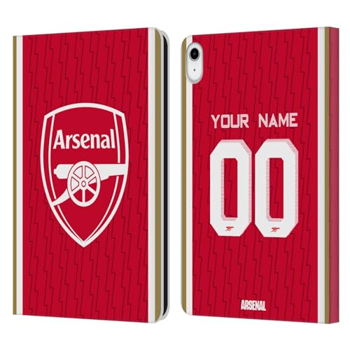 Head Case Designs Officially Licensed Custom Customized Personalized Arsenal FC Home 2023/24 Kit Leather Book Wallet Case Cover Compatible with Apple iPad 10.9 (2022)
