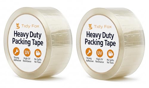 Image of Tidy Fox Cello Tape / 2 Inch x 65 mtr /Pack of 2 / Strong Transparent Packing Tape for Cartons, Shipping & E-Commerce Packaging
