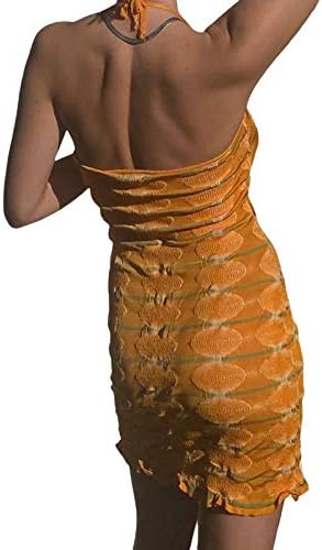 Women Y2K Knit Dress Halter Bodycon 90s Trendy Beach Dress E-Girl Backless Hip Mini Dress Club Wear Streetwear 3 Women Y2K Knit Dress Halter Bodycon 90s Trendy Beach Dress E-Girl Backless Hip Mini Dress Club Wear Streetwear