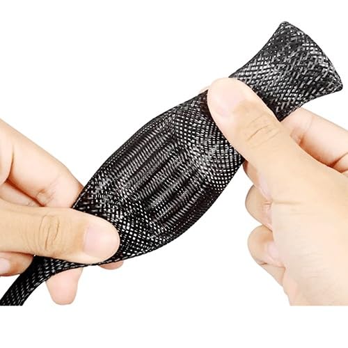 Funda de cable trenzada aislada negra de 10m y 30mm de PET para electrónica 2