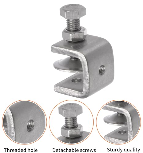 Image of Stainless Steel C Clamps, Mini Tiger Clamp Set for Mounting, Heavy Duty Metal U Clamps, Small Desk G-Clamp with 0.79 Inch Stable Wide Jaw Opening for Metal Working Woodworking Welding Building (4pcs)