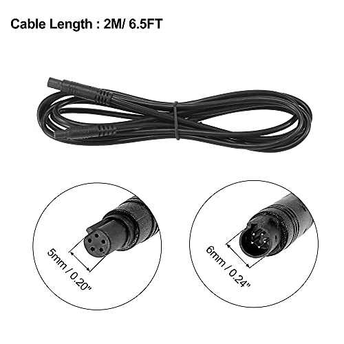 Image of X AUTOHAUX 5 Pin 6.5ft 2m Backup Camera Extension Cable Dash Camera Cord Wires Car Rear View Camera