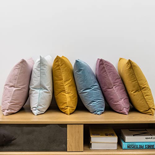 Juspurbet Light Blue Soft Velvet Throw Pillow Covers 18X18 Set Of 2,Decorative Solid Cushion Cases For Couch Sofa Bed #TOP4