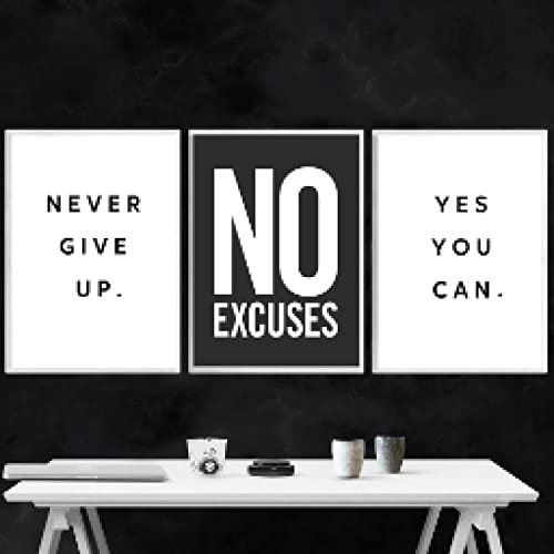 Peinture toile fitness No Excuses décoration murale premium en grand format 70x100cm