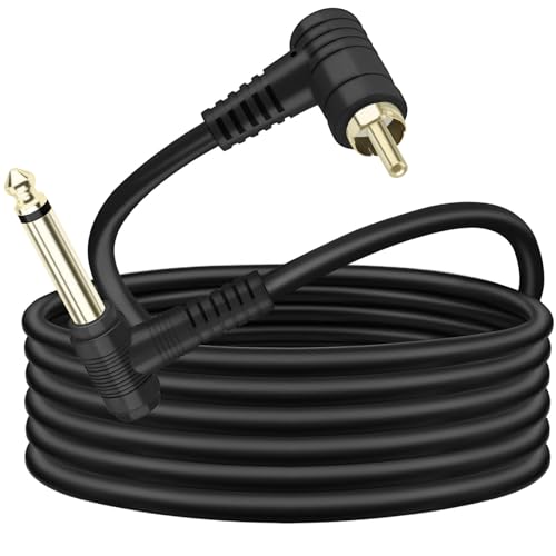 Cable adaptador 6.6 ft 1/4" a RCA ángulo 90° miniatura 1