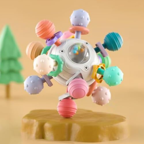 Image of StarAndDaisy Soft Baby Teether and Teeth Rattle Ball Toys for Infants & Toddlers (MBall Teether White)