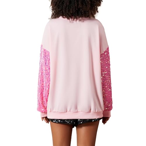 NUFIWI Pink Santa Face Sequin Sleeve Sweatshirt - Image 7