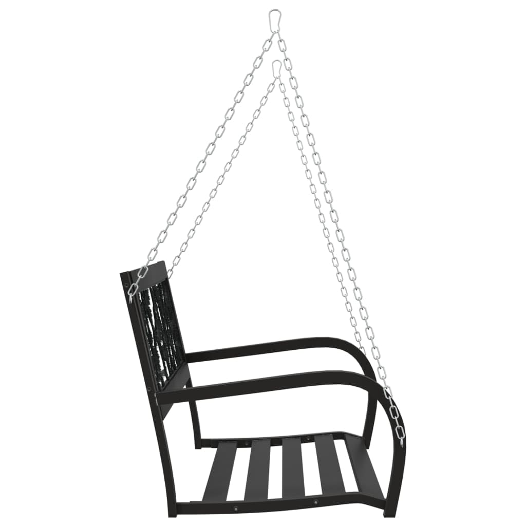 Genérico Banco balancín de jardín 125 cm Acero y plástico Negro,Mobiliario,Muebles de jardín,Asientos de Exterior,Bancos de jardín-317145