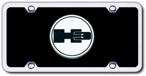 AU-TOMOTIVE GOLD Hummer H3 Logo on Black License Plate with Chrome Frame