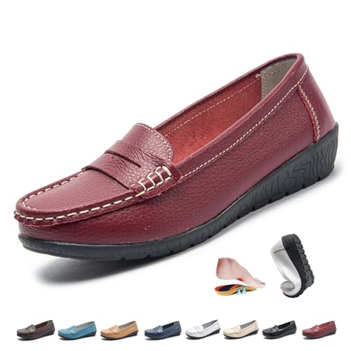 Mocassins orthopédiques pour femme en cuir respirant,...