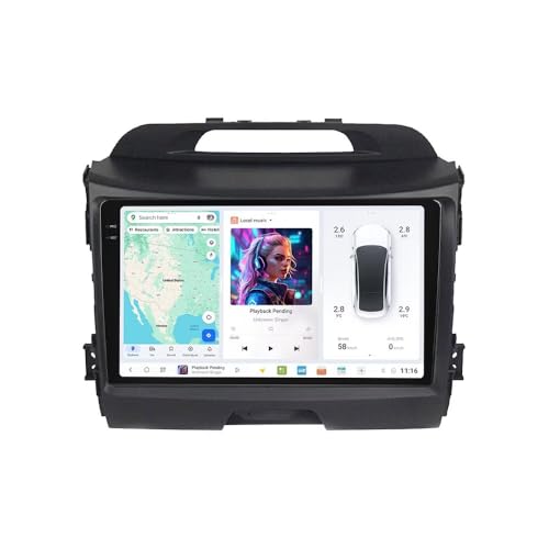 MekedeTech DUDUAUTO DUDU6 Android Screen for KIA Sportage 2010-2015 Android Car Radio 9.5 inch Wireless Carplay Head Unit,6G RAM 64GROM