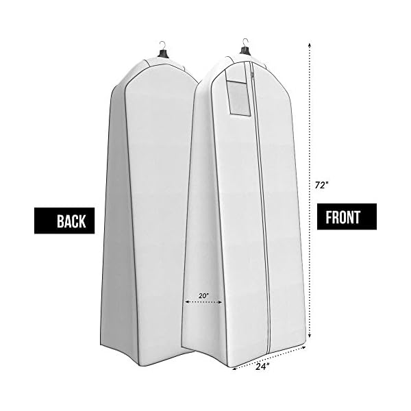 Wedding Dress Bag Large Garment Bag For Long Gowns 72″x24”, Big 20” Gusset