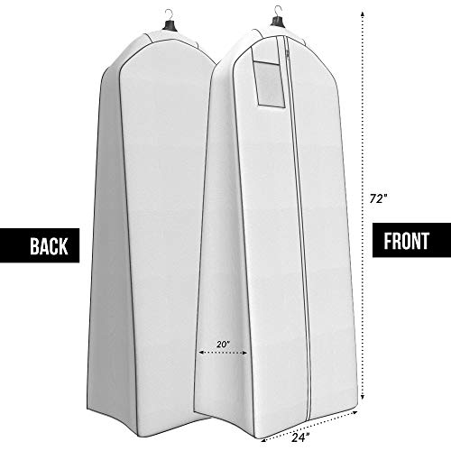 Wedding Dress Bag – Large Garment Bag For Long Gowns -72"x24”, Big 20” Gusset - Image 3