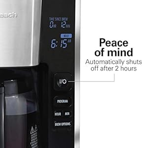 Hamilton Beach 12 Cup Programmable Front-Fill Drip Coffee Maker with Glass Carafe, Auto Shutoff, 3 Brew Options, Black with Stainless & Chrome Accents (46321) Hamilton Beach 12 Cup Programmable Front Fill Drip Coffee Maker with Glass Carafe Auto Shutoff 3 Brew Options Black with Stainless Chrome Accents 46321