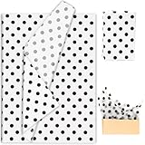 Whaline 100 Sheets Polka Dot Tissue Paper Gift Wrapping Paper White Black Art Paper for Birthday Baby Shower Party DIY Crafts Supplies, 14 x 20 Inch