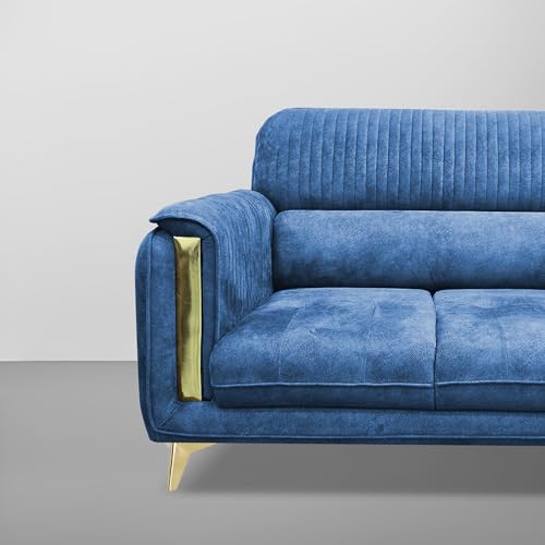 Image of Casaliving Gelio 2 Seater Sofa Set for Living Room (Blue Colour) Premium Fabric Sofa