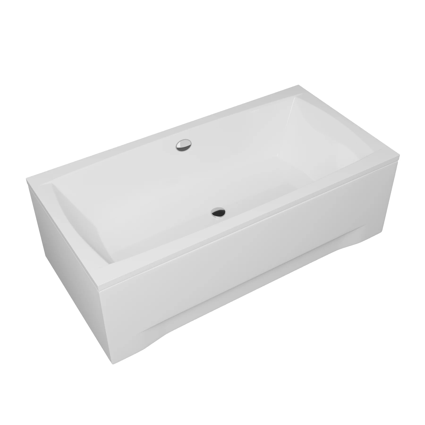 VBChome Badewanne 140x70 cm Weiß Acryl Schürze Wannenfüße Siphon Wanne Rechteckig Zentralen Abfluss Design Modern Ablaufgarnitur in Chrom Badewanne mit Schürze