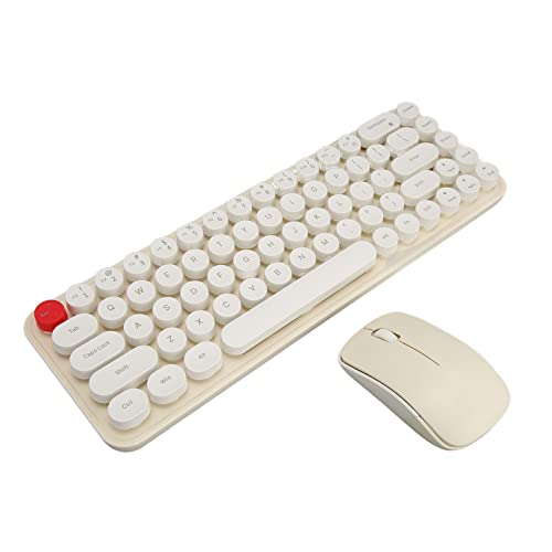 Retro Cute Wireless Keyboard Mouse Combo 68 Keys, Portable 2.4G Silent Typewriter Office Set, Energy Saving, Low Consumption Technology (Beige)-image-36