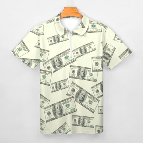 $100 Bill U.S. Dollar Men's Golf Polo Shirts Lightweight Short Sleeve Top Casual Sport Slim Fit Tees3