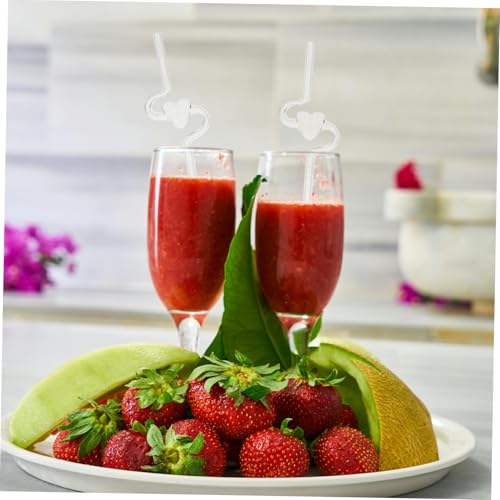 Pajitas transparentes con forma de corazón CALLARON para compartir bebidas en pareja 8