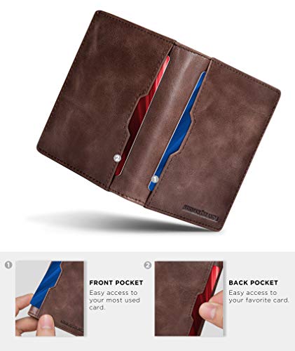 Image of SERMAN BRANDS Wallets for Men Slim Mens leather RFID Blocking Minimalist Card Front Pocket Bifold Travel Thin