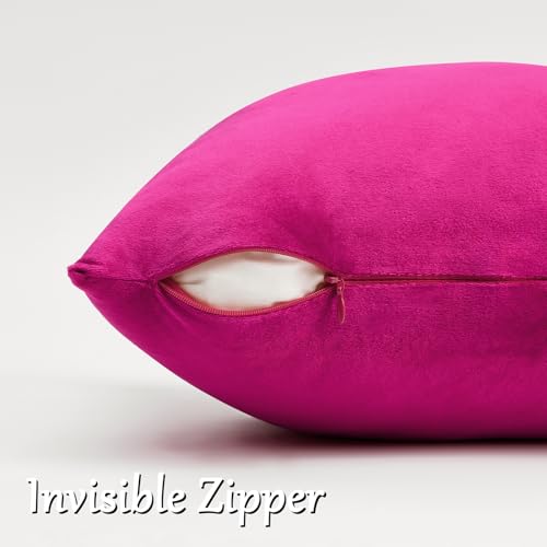 Image of GIGIZAZA Hot Pink Pillow Covers 16x16 Throw Pillows Velvet Decorative Sofa Couch Pillow Covers Bedroom Cushion Pillowcase