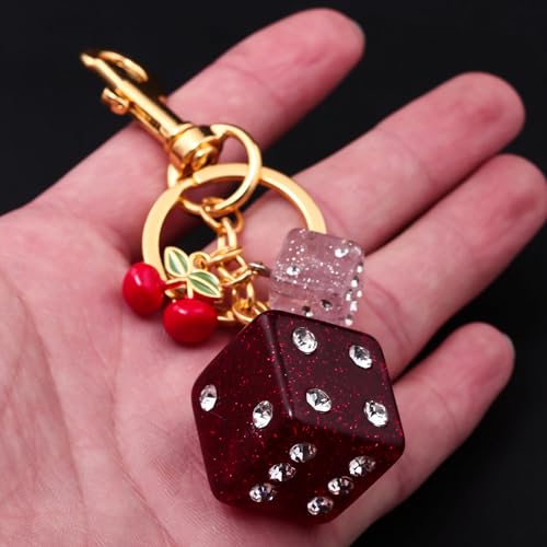 Image of 8 Ball Dice Charm Keychain - Cute Bag Purse Handbag Accessories - Y2K Aesthetic Key Chain for Women Men