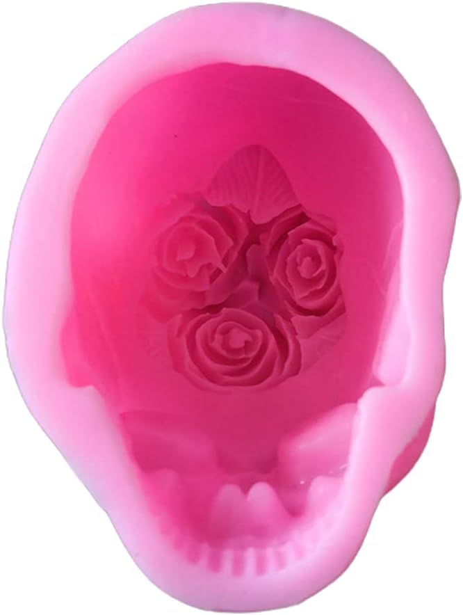 3D Rose Flower Skull Candle Resin Casting Mold UV Crystal Epoxy Resin Mold Handmade Human for Head Skeleton Silicone MOL