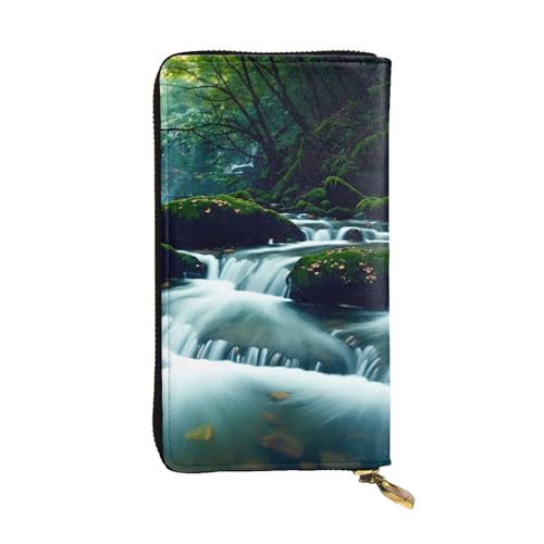 River in The Forest Prints Leather Long Clutch Wallet for Fashionable Girls and Women - Durable, Stylish, and Functional, Black, One Size
