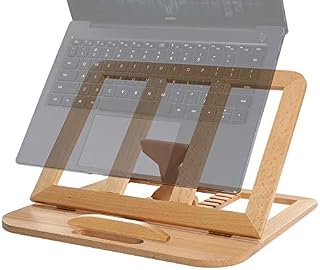 RAVEGO Wooden Laptop Stand, Foldable Ventilated Laptop Riser, Adjustable Computer Stand for Desk, MacBook Notebook Laptop Holder with Multiple Angles for Laptops Up to 15.6 inches (Beech)