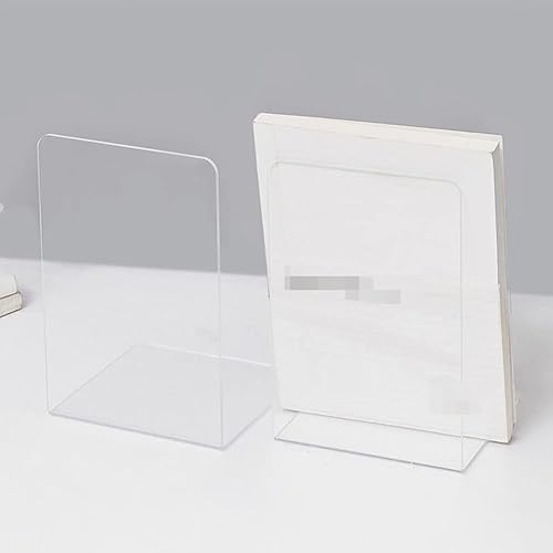 Miniatura 6 de 1 sujetalibros de acrílico resistente con extremo de libro en forma de L, organizador de escritorio para libros, películas y CD (transparente, 4.72