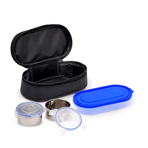 Image of Mumma's LIFE Stainless Steel Lunch Box Suitable for School, Offices and picnics(280 ML) (Black) (GLORE)