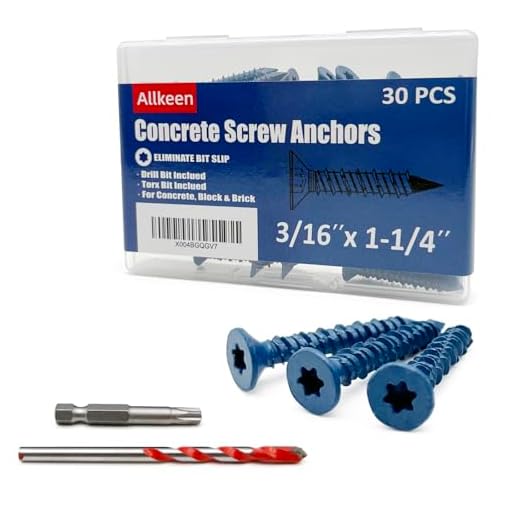 Allkeen 3/16" x 1-1/4" Concrete Screws, Anchoring to Masonry, Brick, Block, Cement or Stucco, 30PCS