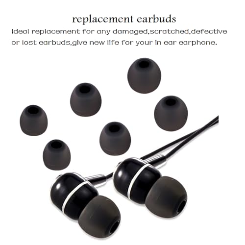 Image of Earbud Tips Replacement Earbud Tips Ear Bud Replacement Pieces Silicone Soft and Comfortable Fit for Inner Hole from 3.8mm - 5.1mm Earphones 9 Pairs S /M /L Gray-Black