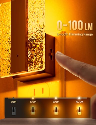 Image of DORESshop LED Night Lights Plug Into Wall [2 Packs], Decorative Night Light with Dusk-to-Dawn Sensor, Dimmable Nightlights, Adjustable Brightness Night-Lights for Bathroom, Hallway, Bedroom,Amber