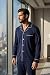 Vulcanodon Pyjama Herren lang, weich bequem Pajamaset Schlafanzug M.blau,L