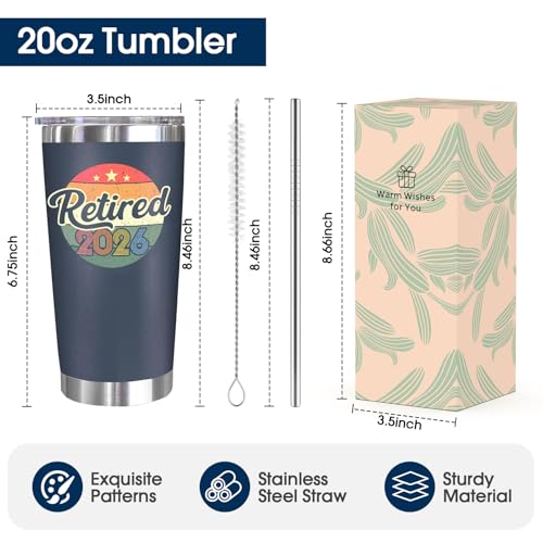 Retirement Gift For Men 2026-20oz Travel Coffee Retirement Tumbler - Image 3