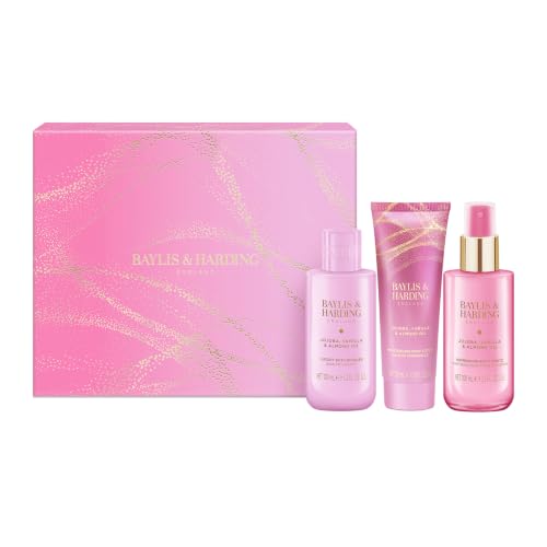 Image of Baylis & Harding Jojoba, Vanilla & Almond Gift Wrapped Pamper Trio Gift Set - Vegan Friendly