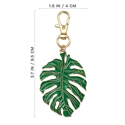 Bestoyard Palm Leaf Keychain Metal Tropical Green Leaf Keychain Birthday Party Hawaiian Party Favor #TOP2