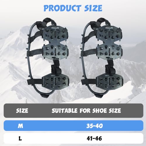 Image of GUSTAVE 1 Pair Ice Cleats for Shoes 24 Manganese Steel Spikes Design Ultra Strong Traction Anti-skid Ice Cleats Adjustable Ice Cleats for Men Women Outdoor Ice Cleats for Walking, Trekking, Hiking, M