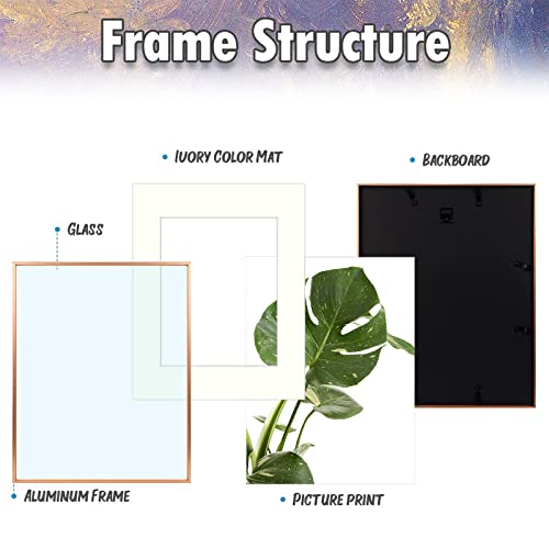 Auear, 16X20 Picture Frame - Display Photos 11X14 With Mat Or 16X20 Without Mat - Aluminum Metal Pictures Frame For Wall Mounting - Real Glass (Rose Gold) #TOP3