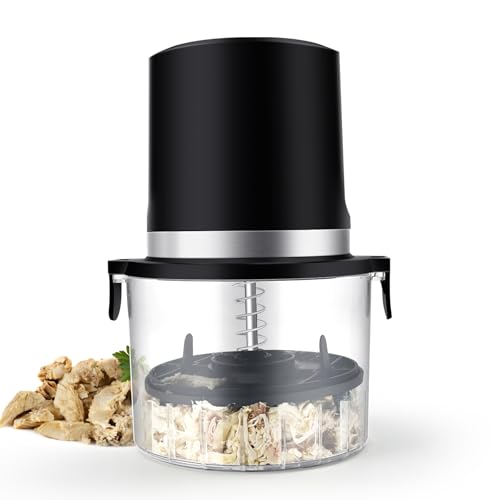 Fitdays Automatic Electric Chicken Shredder |Type-C Fast Charge & 60min Runtime |8"/20CM Visible Shredding Chamber with Brush/Fork |BPA-Free Dishwasher Safe|for Meal Prep/Bodybuilding/Kitchen (Black)