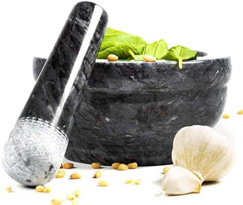 Coninx Moździerz z tłuczkiem marmuru | antracyt kamień naturalny | moździerz do ziół | przygotowanie guacamole/papaja/pesto jak profesjonalista ciasta | 150 x 80 mm | Mortar and Pestle
