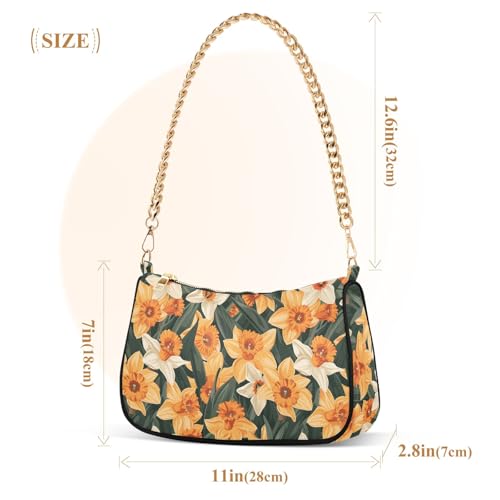 Clutch Shoulder Bags Tote Evening Purse Handbags for Women Daffodil Flowers Orange Hobo Bags with Zipper Closure3