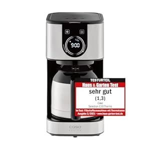CASO Selection C 10 Thermo Design Kaffeemaschine – Edelstahlgehäuse, 1,2 l Isolierkanne (10 Tassen), Touch-Bedienung & Timer, Aroma-PLUS-Funktion, Permanentfilter, Tropf-Stopp