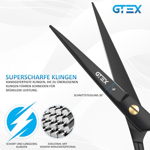 GTEX Friseurschere, Professionelle Haarschneideschere 6,5 Zoll Prämie Schere Haare Schneiden mit Extra Scharfen und Präzisen Schnitten Haarschere für Männer, Frauen und Erwachsene - Hair Scissors