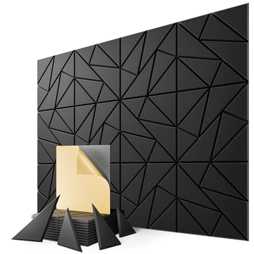 Image of 12 Pack Geometric Sound Proof Foam Panels for Walls 12 inchx12 inchx0.4 inch Fiber