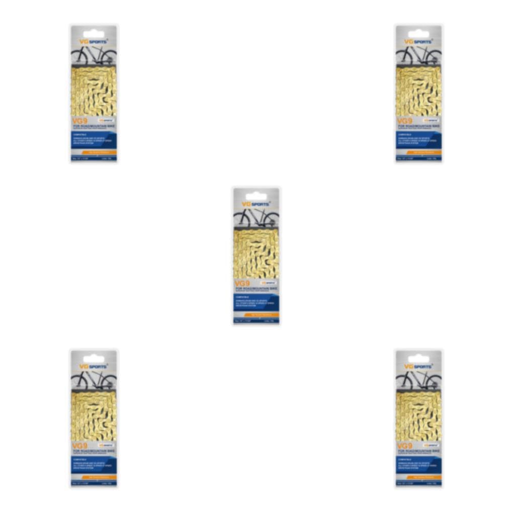 5 Set di Catena per bici facile da installare per mountain bike e bici da strada Catene per mountain bike robuste e durevoli in acciaio al carbonio Elegante oro 9 velocità