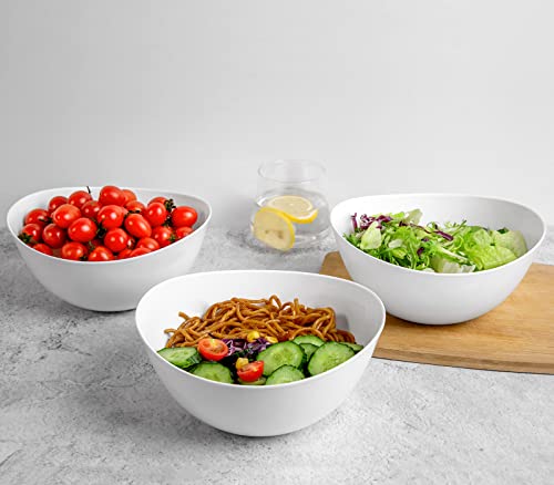 Honla 48 Oz Large Salad Bowls,Set Of 4 Big Plastic Bowls For Cereal,Pasta,Popcorn,Snacks,Serving Side Dishes,Dinner Parties,Oval Shape,White #TOP3