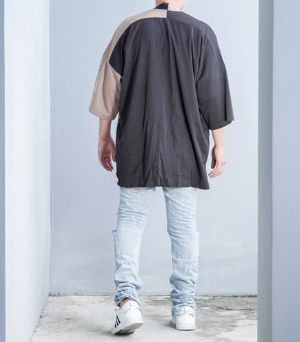Image of Men's Long Oversized Kimono Cardigan Noragi Cargo Jacket Haori Man Yukata Coat